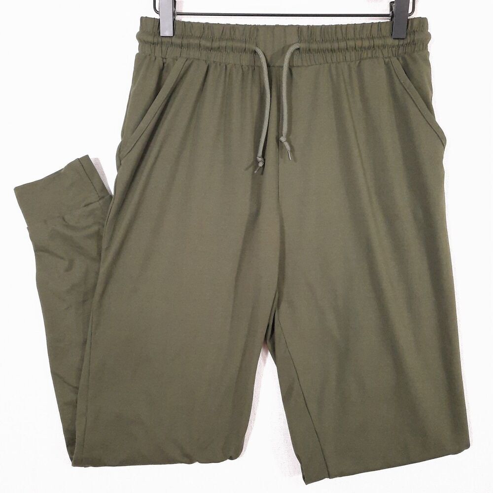 Leggings Depot Joggers Track Cuff Sweatpants Size Medium Pockets Olive Green